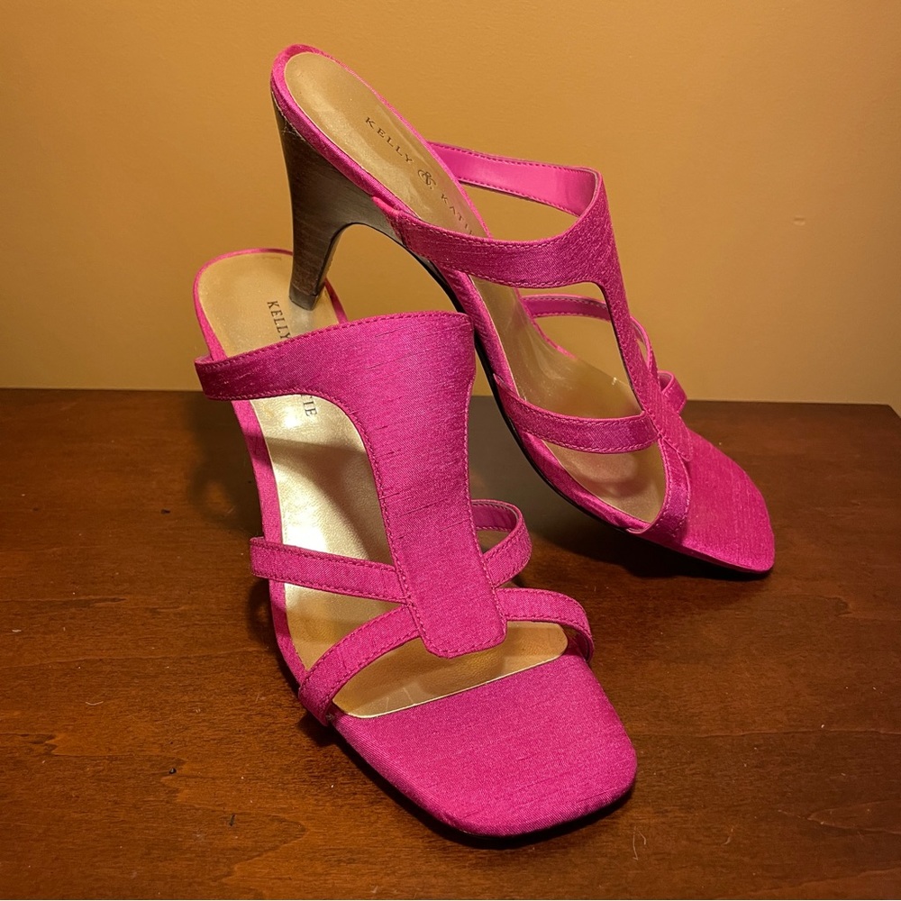 Kelly & Katie Pink Silk Heel Sandals, size 6.5